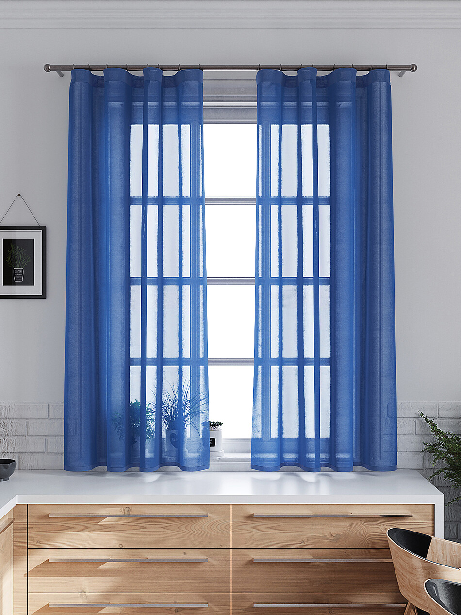 

Тюль Miazzo 600х250 см Синяя в гостиную детскую спальню Турция