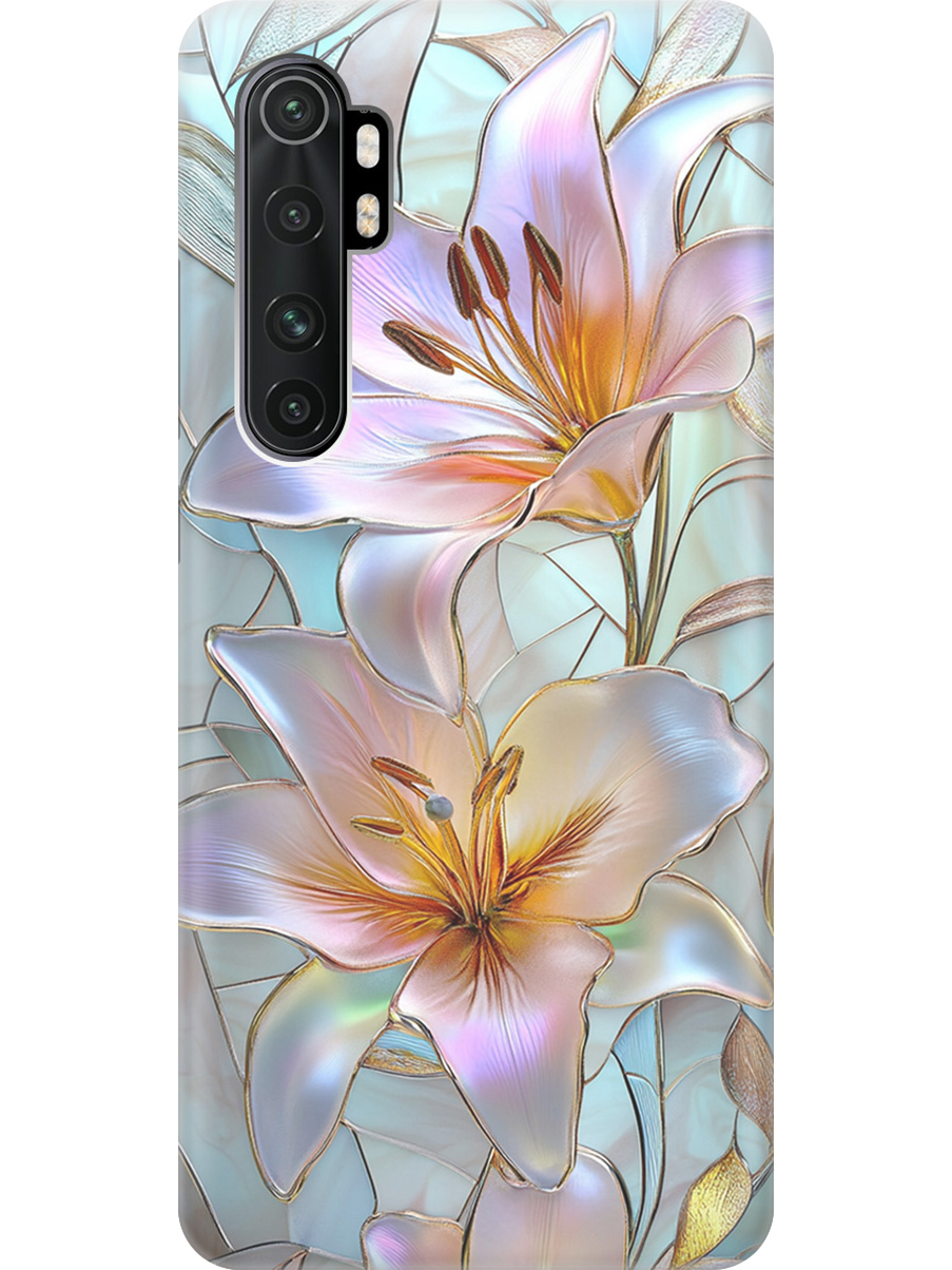 

Силиконовый чехол на Xiaomi Mi Note 10 Lite с принтом "Витраж с лилиями", Прозрачный;белый;голубой;розовый, 723101223