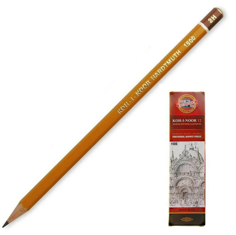 

Карандаш чернографитный Koh-I-Noor 1500 2H, заточенный 150002H01170RU 12 штук
