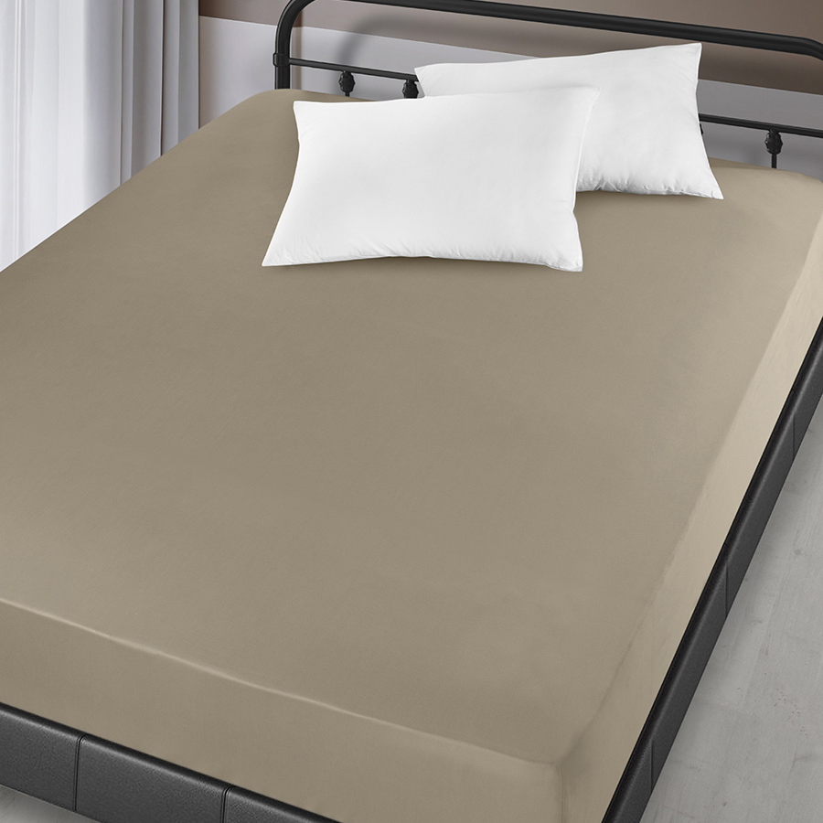 

Karna 3751 Простынь сатин "KARNA" SOLID на резинке 180x200+30 см. Бежевый