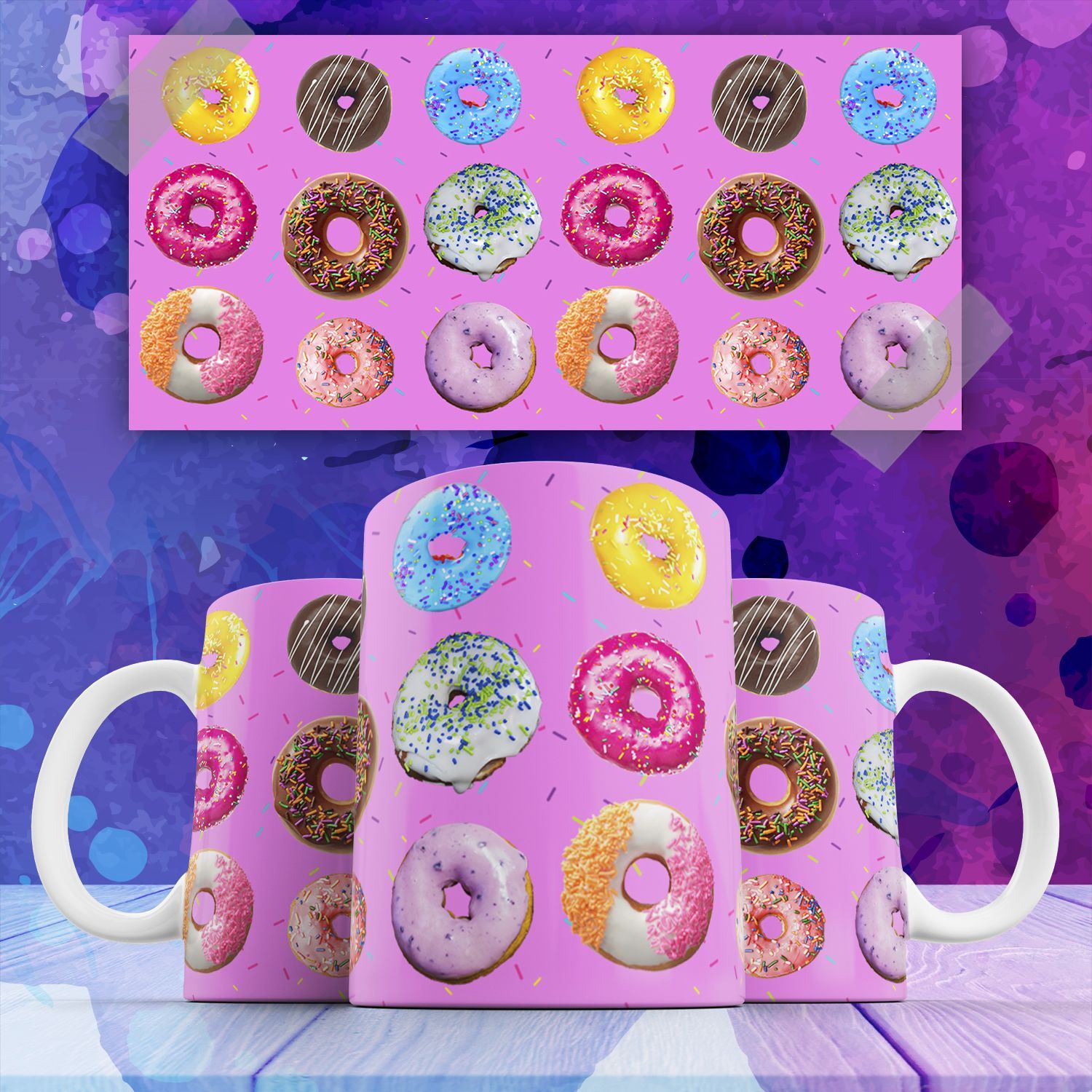 

Кружка с принтом Пончики Donuts булочки 330 мл