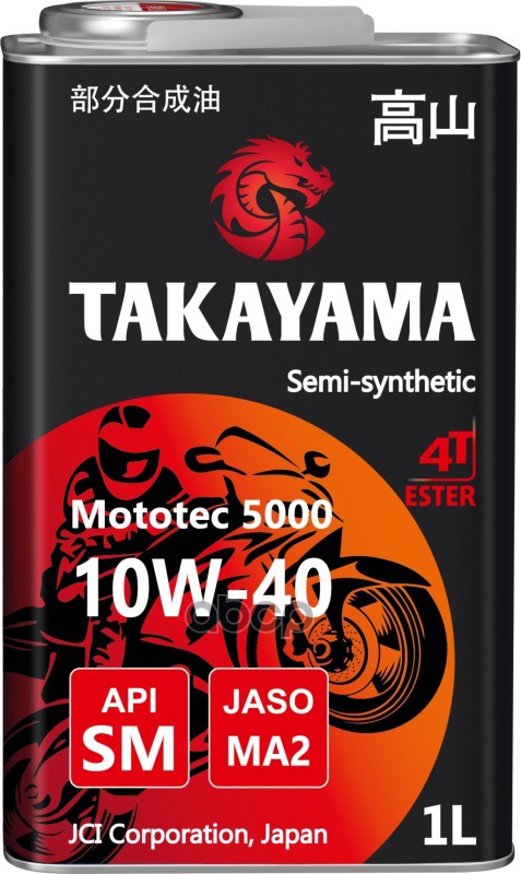 Takayama Mototec 5000 4t Sae 10w-40 Api Sm Jaso Ma-2 1л Металл TAKAYAMA арт. 605573