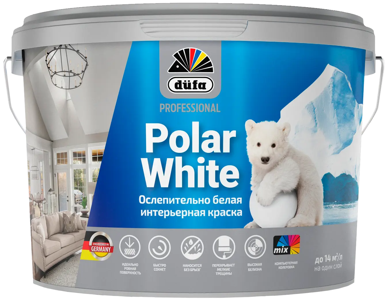 фото Краска интерьерная dufa polar white цвет белый 2.5 л