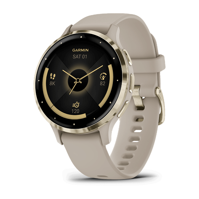 Смарт-часы Garmin Venu 3S, GPS, Wi-Fi, French Gray + Soft Gold