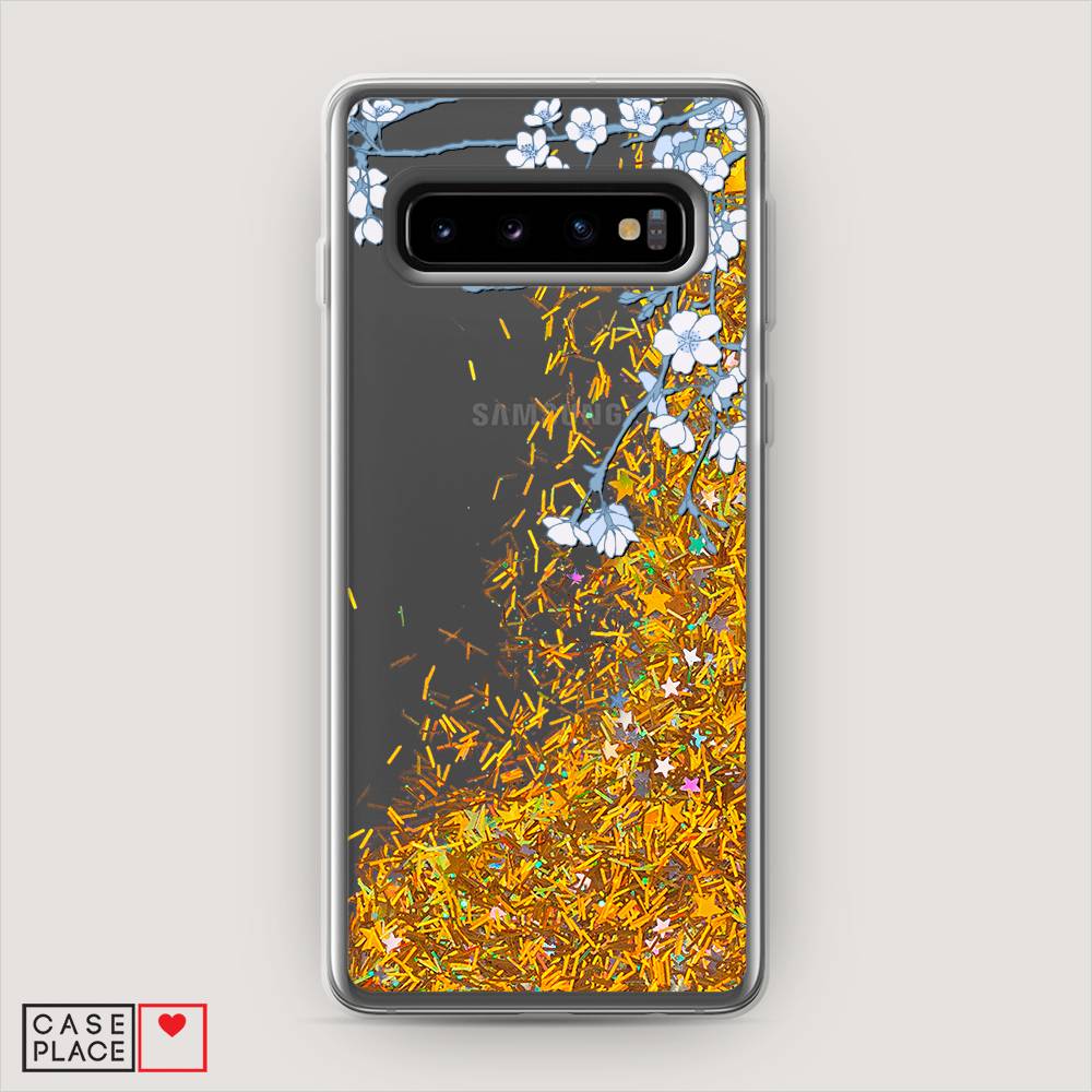 

Жидкий чехол с блестками "Цветочная фантазия 3" на Samsung Galaxy S10, 27090-1