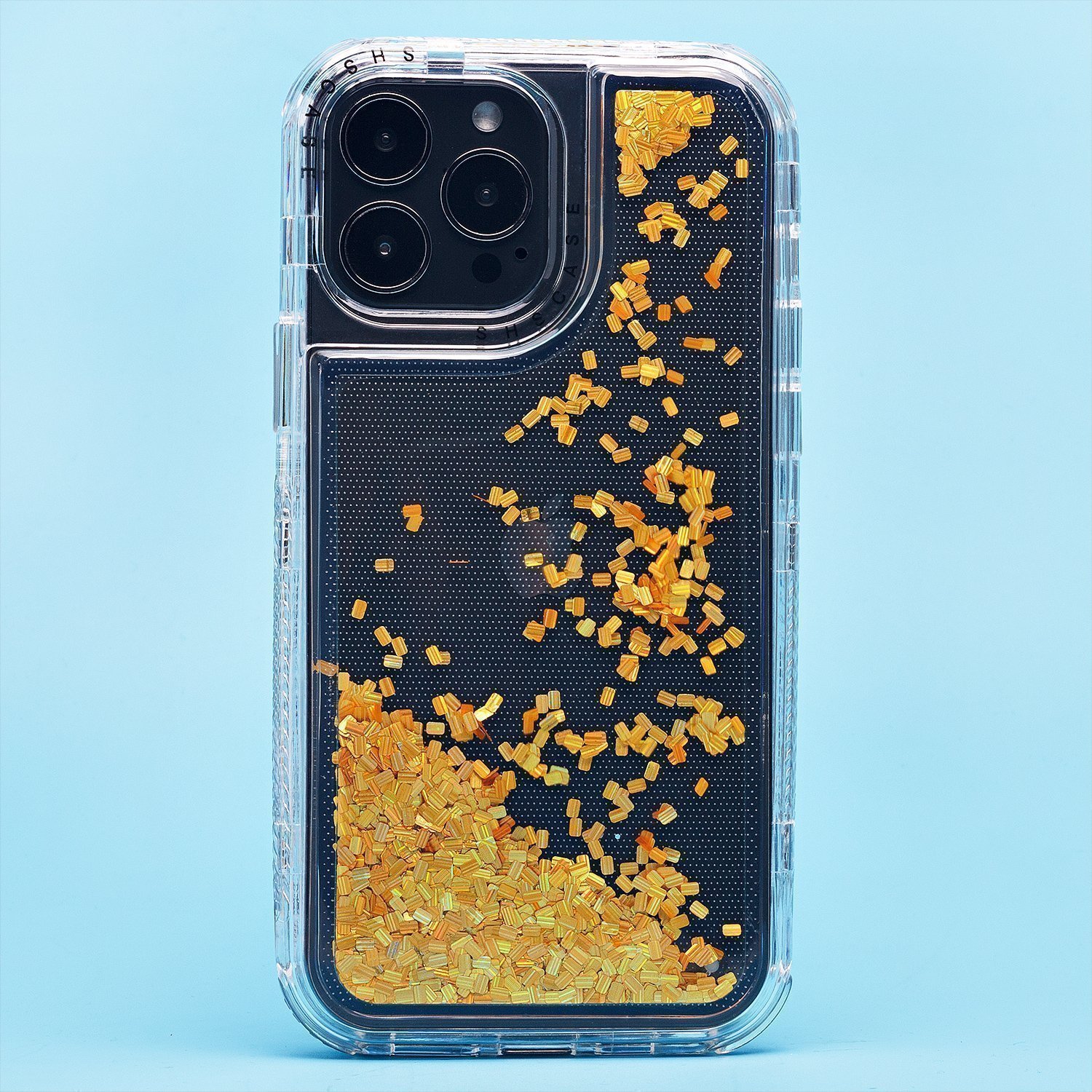 

Чехол для iPhone 13 Pro Max силиконовый с блестками 4 желтый