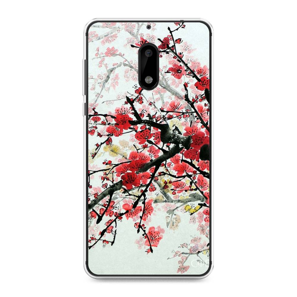 

Чехол Awog на Nokia 6 / Нокиа 6 "Сакура", Розовый;черный, 120350-4