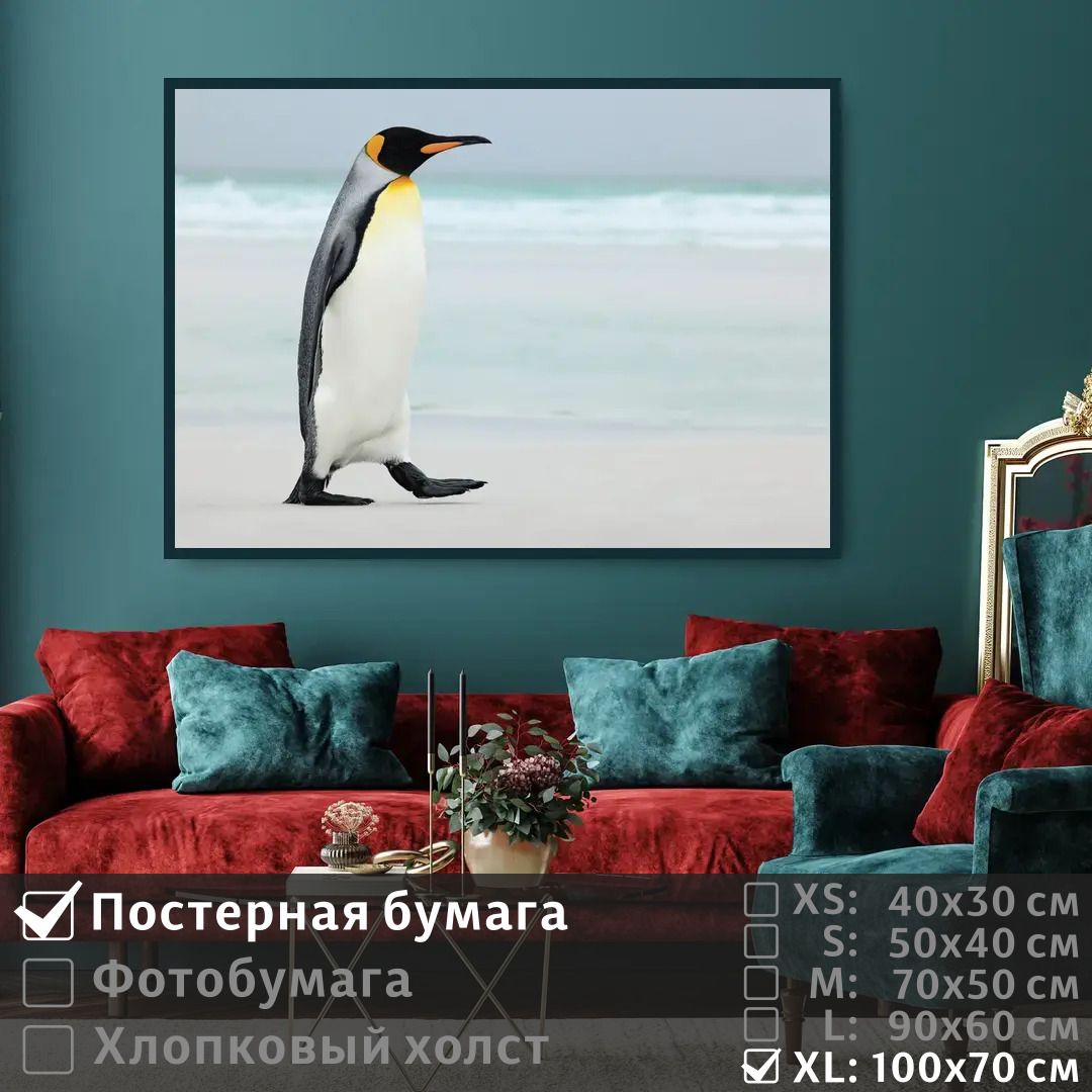 

Постер на стену ПолиЦентр Пингвин на берегу моря 100х70 см, ПингвинНаБерегуМоря1