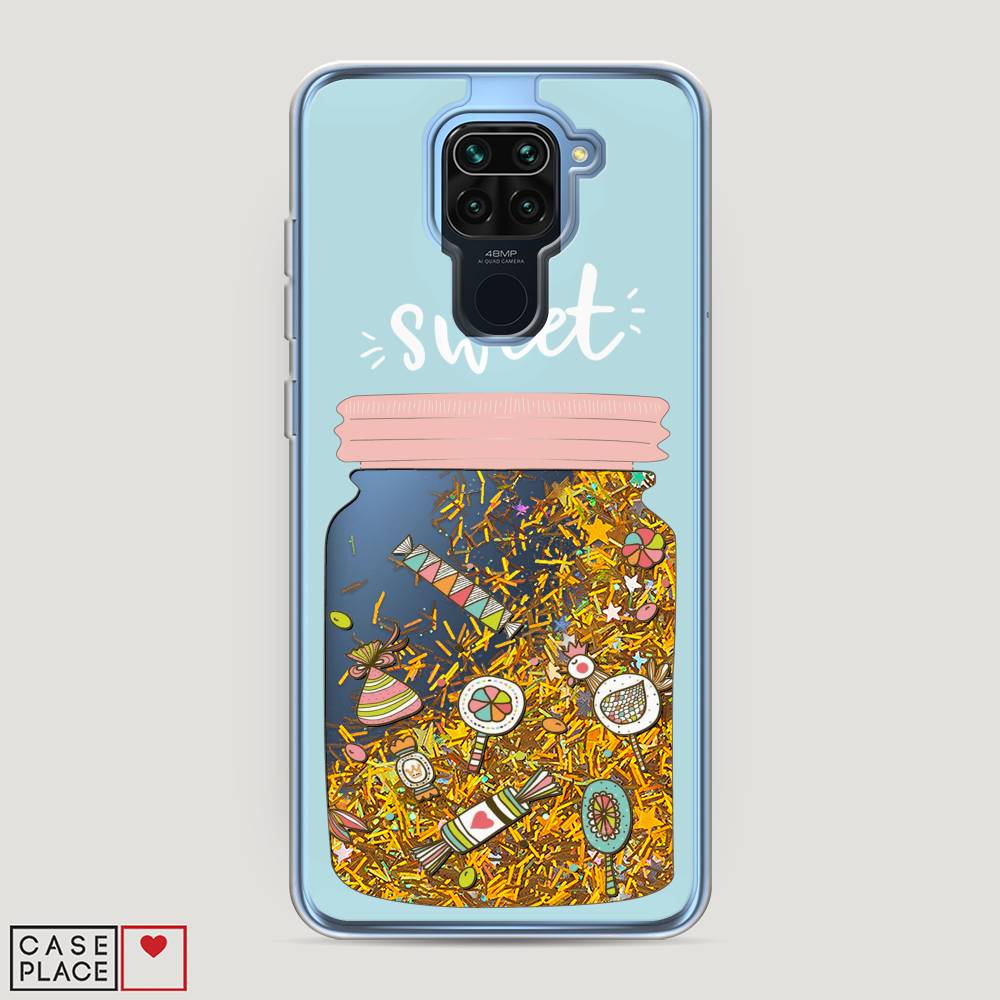 

Жидкий чехол с блестками "Конфетки в банке" на Xiaomi Redmi Note 9, 38190-1