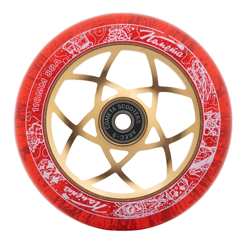 Колесо для трюкового самоката Комета Атом Красный с блёстками / Коричневый
