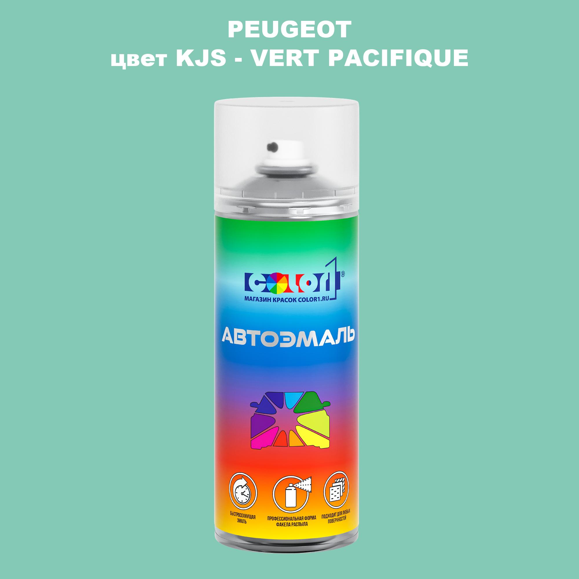 

Аэрозольная краска COLOR1 для PEUGEOT, цвет KJS - VERT PACIFIQUE, Прозрачный