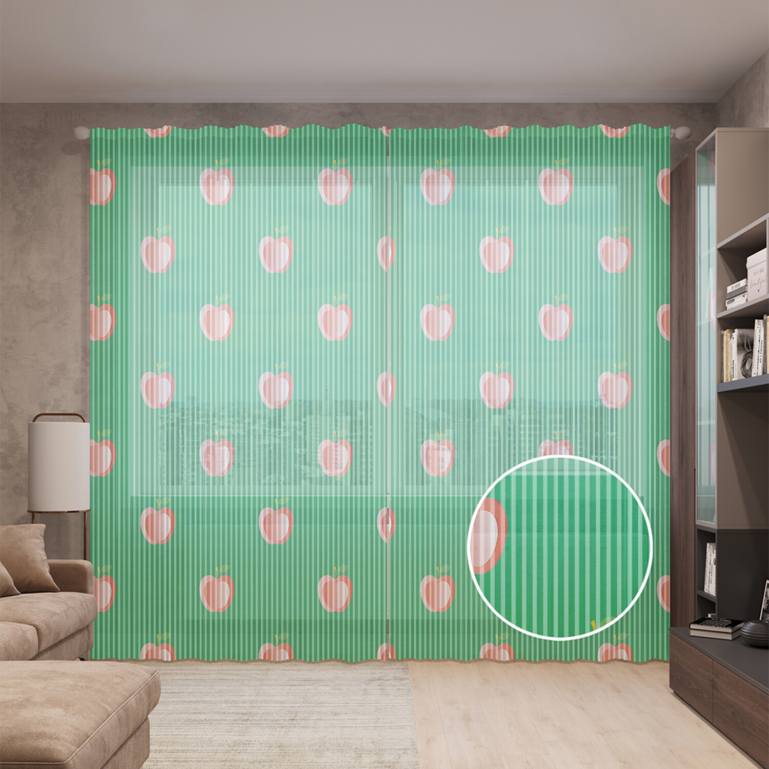 

Тюль вуаль на шторной ленте с принтом JoyArty "Ряды яблок", 310х265 см, Ряды яблок