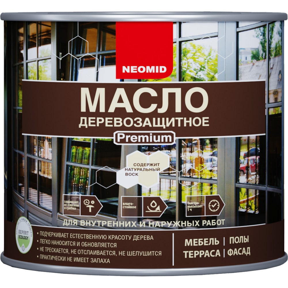 Деревозащитное масло Neomid Premium 2 л, орех Н-маслоPrem-2/орех