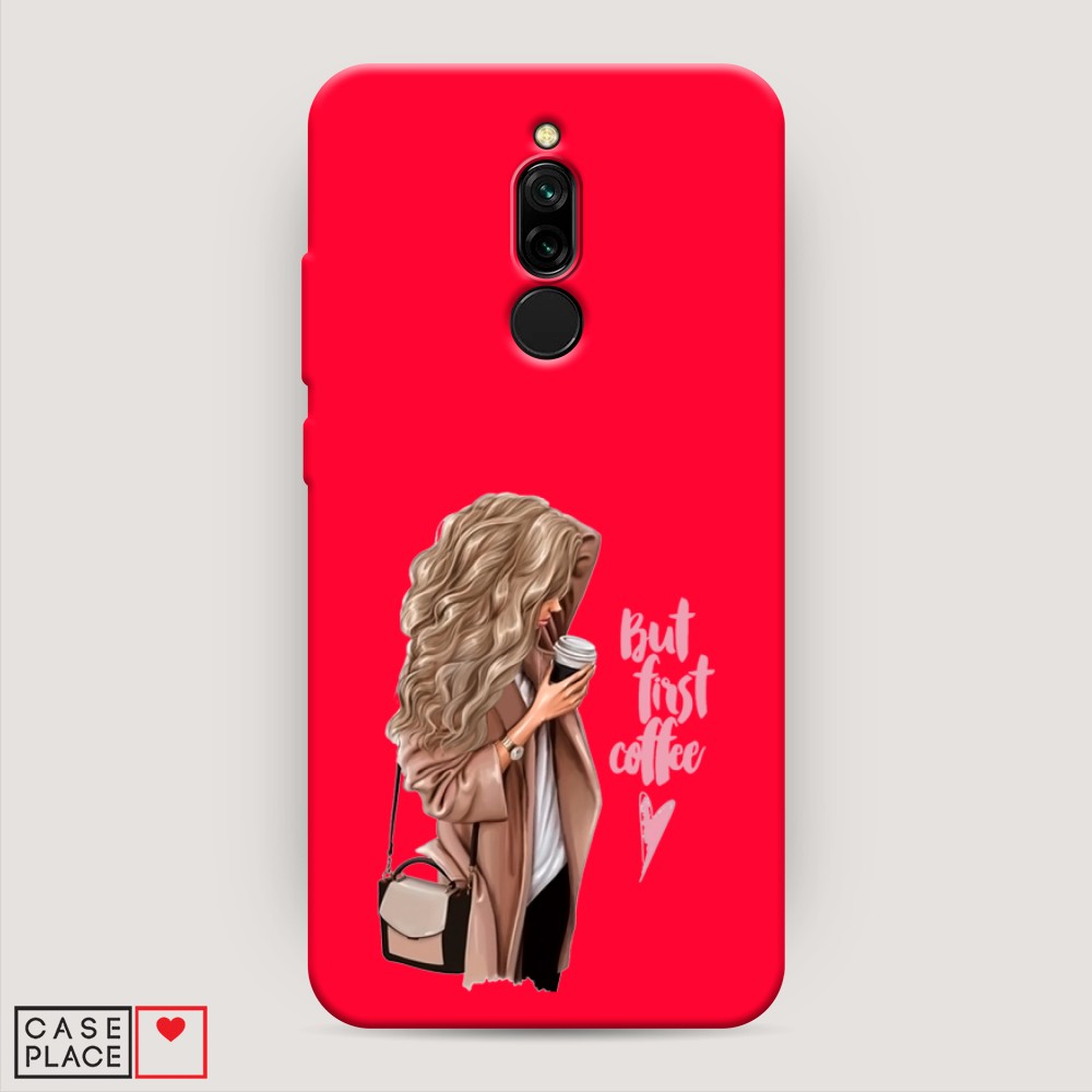 

Матовый силиконовый чехол "Девушка с кофе" на Xiaomi Redmi 8, Девушка с кофе
