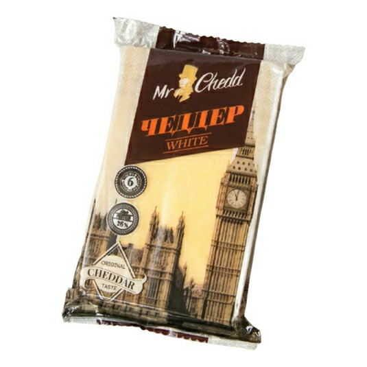 

Сыр твердый Mr.Chedd Чеддер White 6 месяцев выдержки 45% 200 г