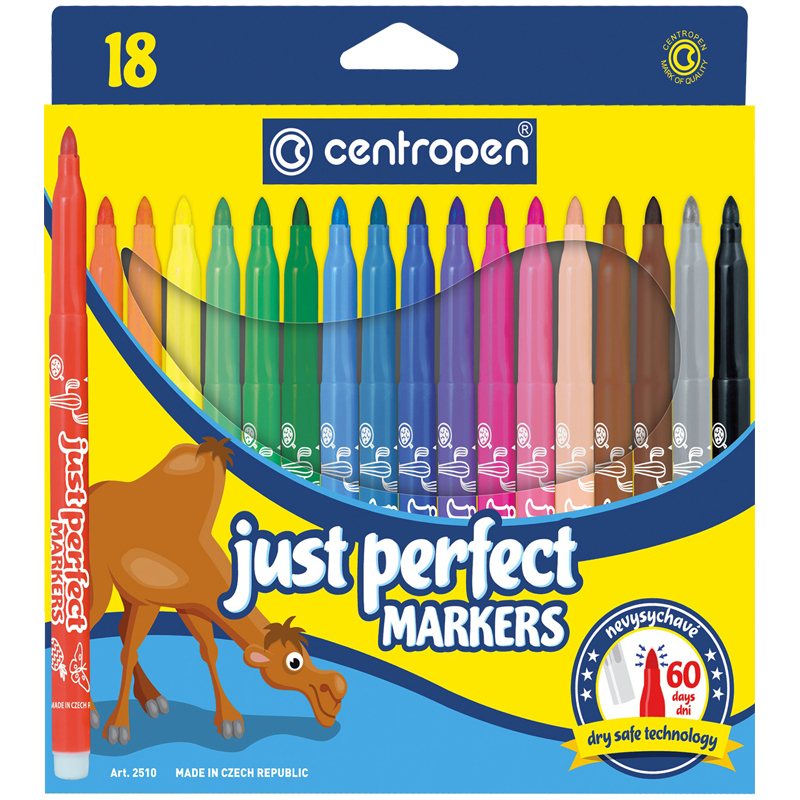 

Фломастеры Centropen Just Perfect, 18цв., трехгранные, смываемые