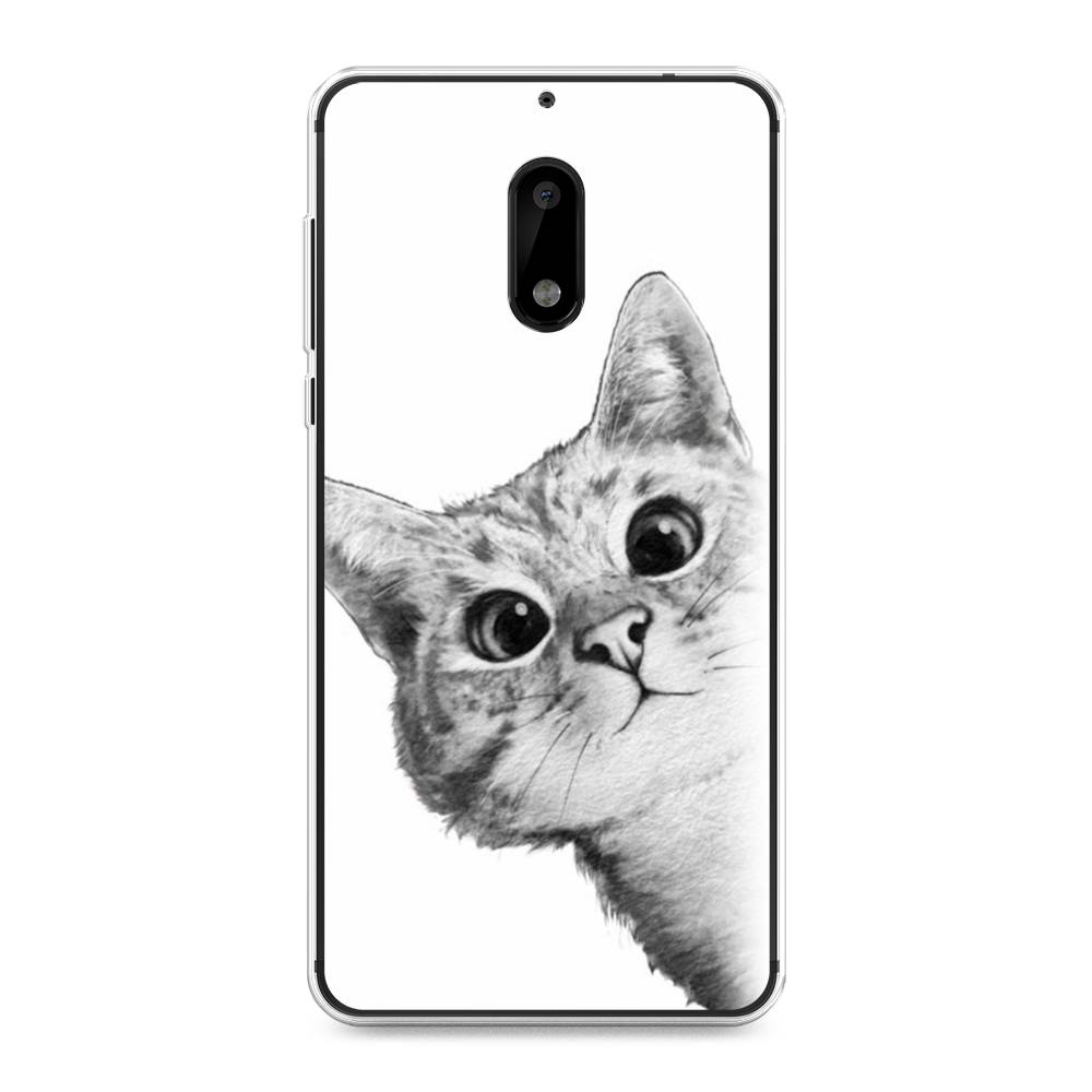 

Чехол Awog на Nokia 6 / Нокиа 6 "Кот рисунок черно-белый", Черный, 120350-1
