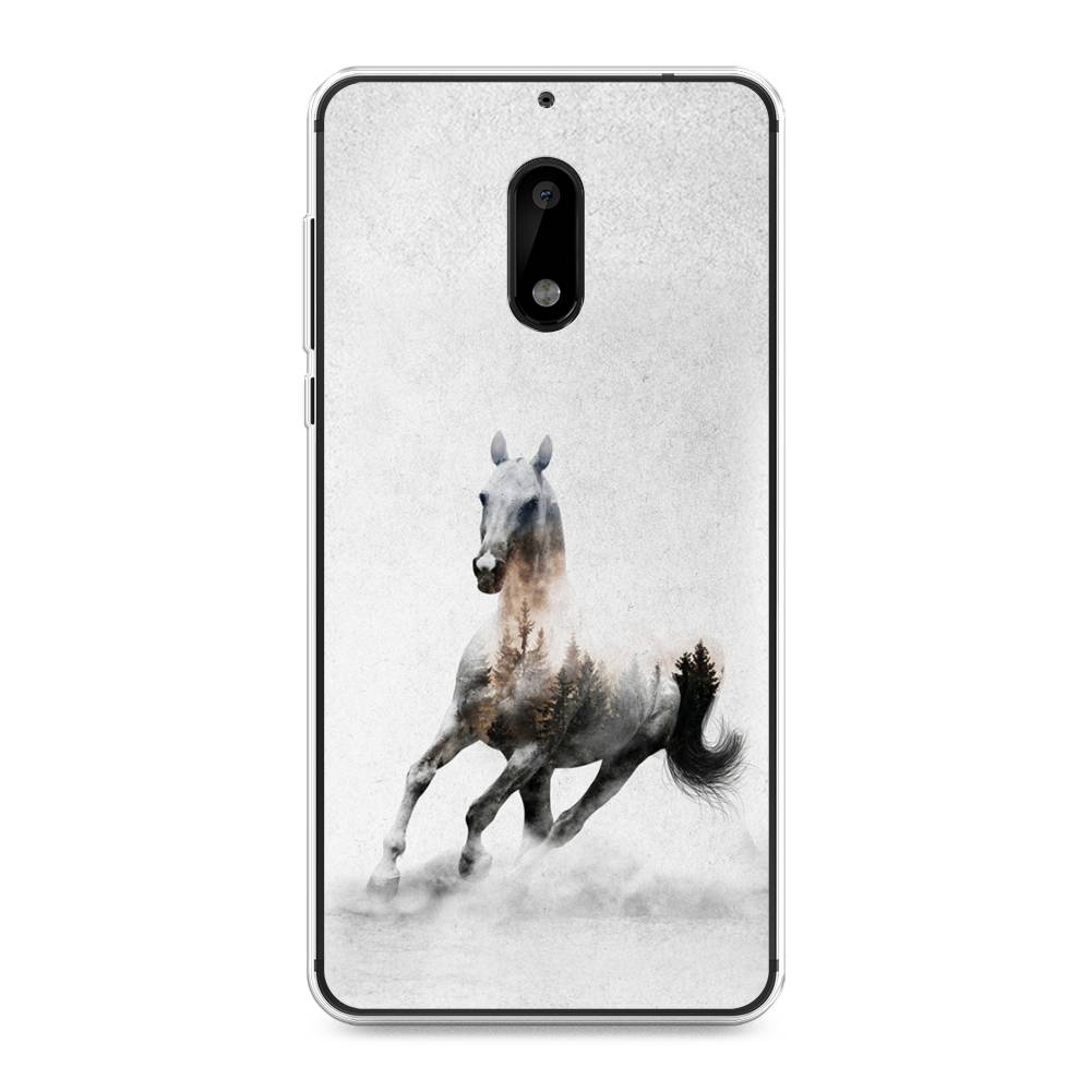 

Чехол Awog на Nokia 6 / Нокиа 6 "Лошадь лес", Серый;черный, 120350-2