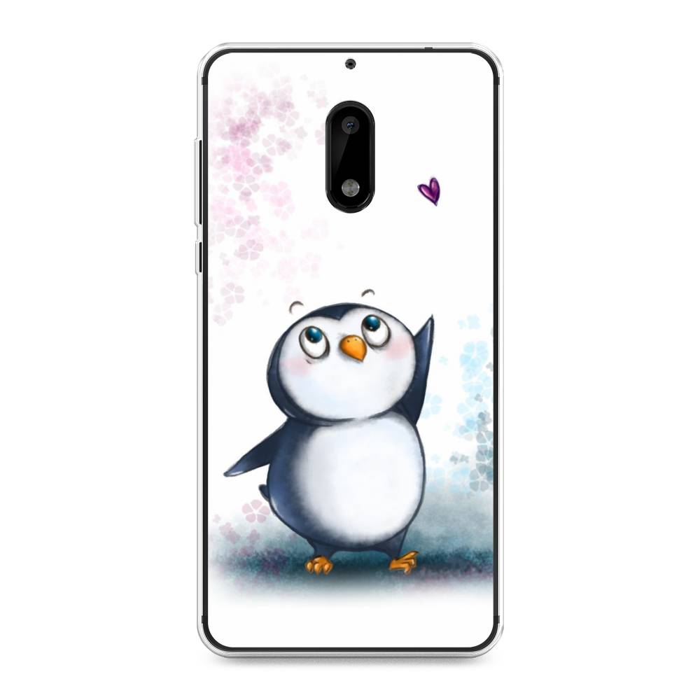 

Чехол Awog на Nokia 6 / Нокиа 6 "Пингвин и сердечко", Белый, 120350-1