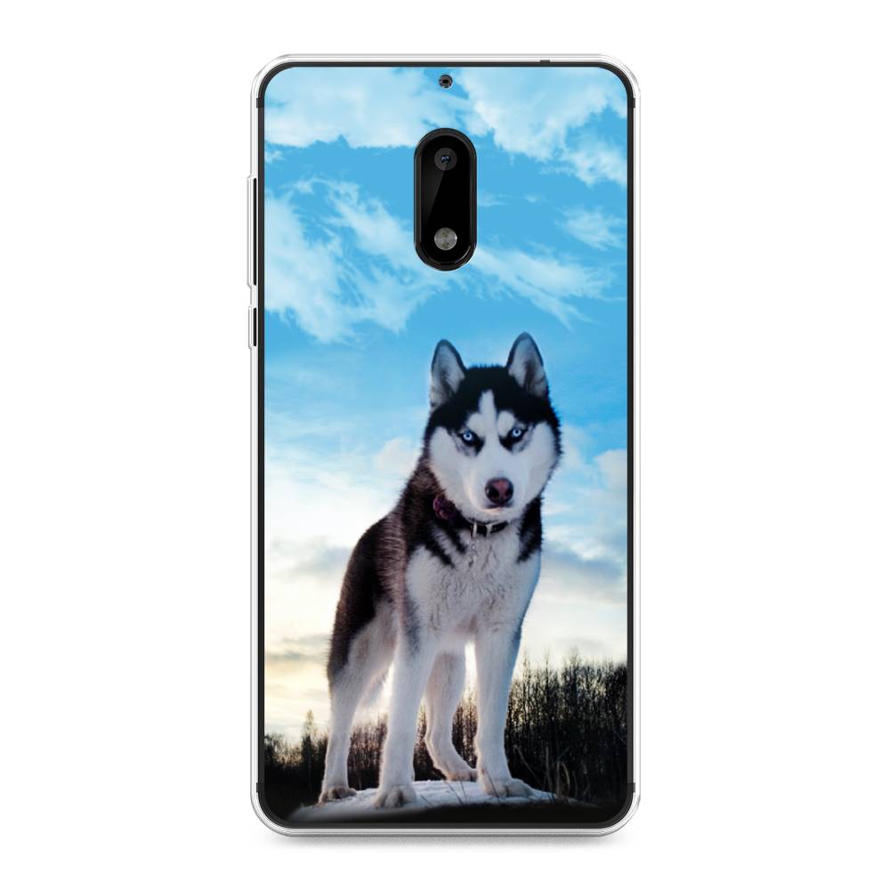 

Чехол Awog на Nokia 6 / Нокиа 6 "Хаски 3", Белый;черный;голубой, 120350-2