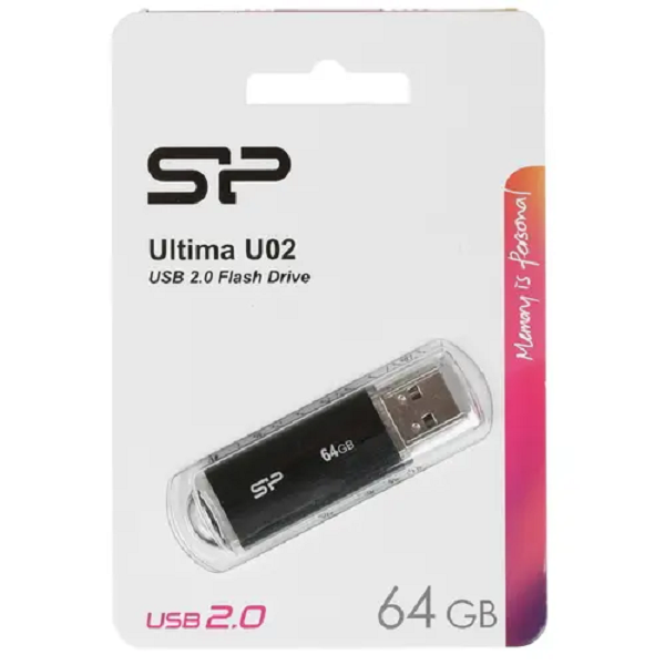 Флешка Silicon Power Ultima U02 64 ГБ черный (SP0064GBUF2U02V1K)