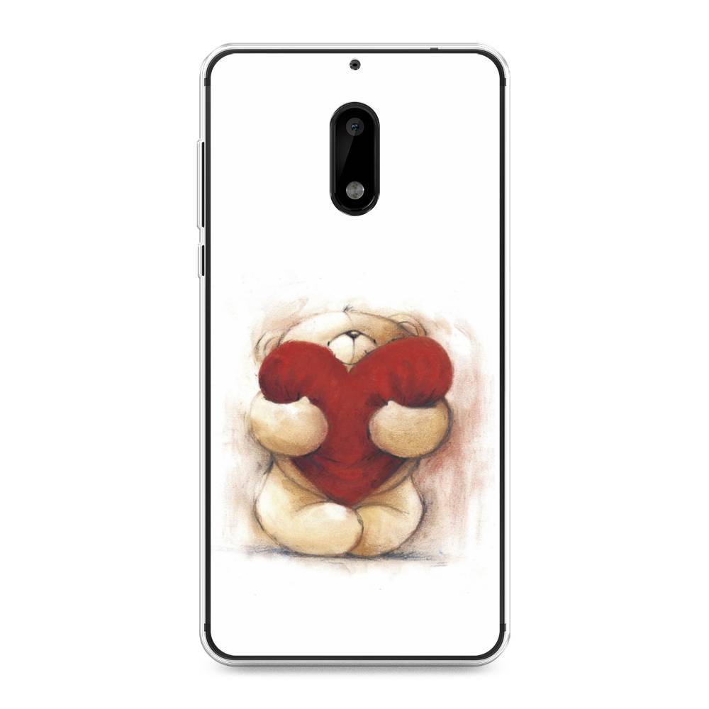

Чехол Awog на Nokia 6 / Нокиа 6 "Мишка с сердцем 1", Белый;красный;бежевый, 120350-6
