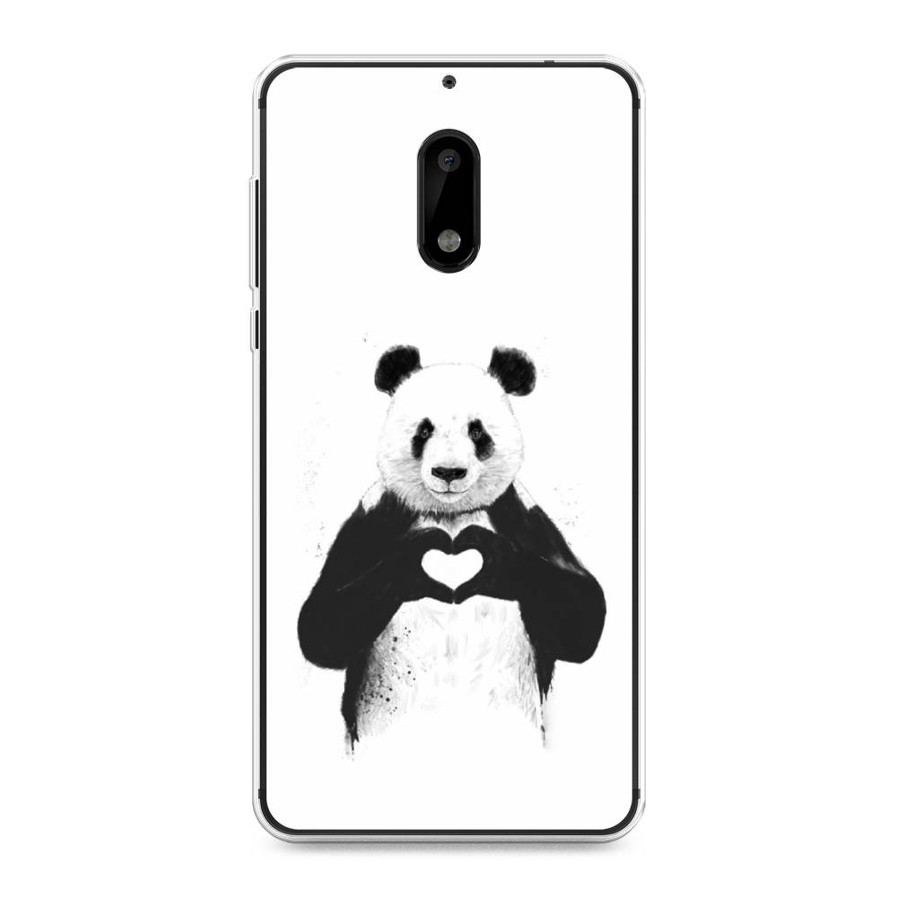 

Чехол Awog на Nokia 6 / Нокиа 6 "Панда love", Серебристый, 120350-10