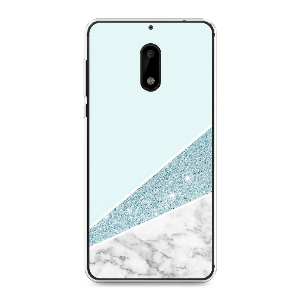 

Чехол Awog на Nokia 6 / Нокиа 6 "Мрамор с голубыми блестками", Голубой;белый, 120350-3