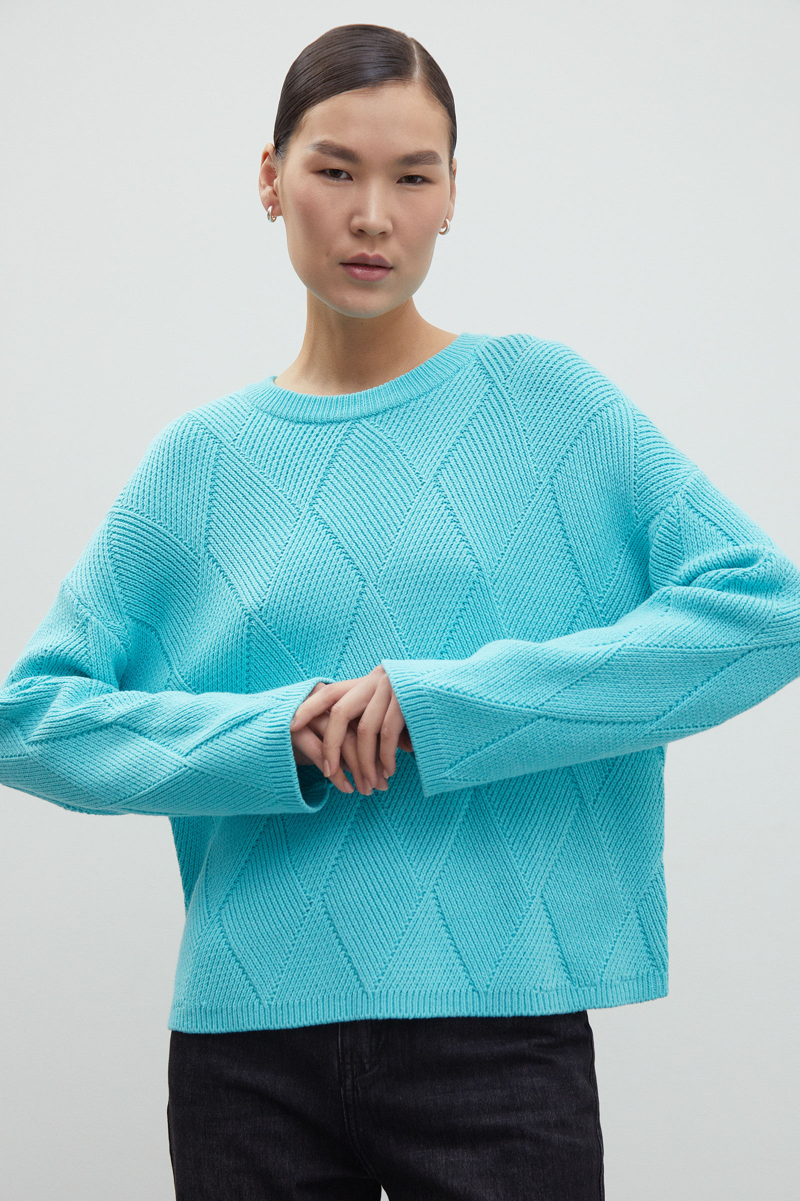 

Джемпер женский Finn Flare FBD11108 бирюзовый L, FBD11108