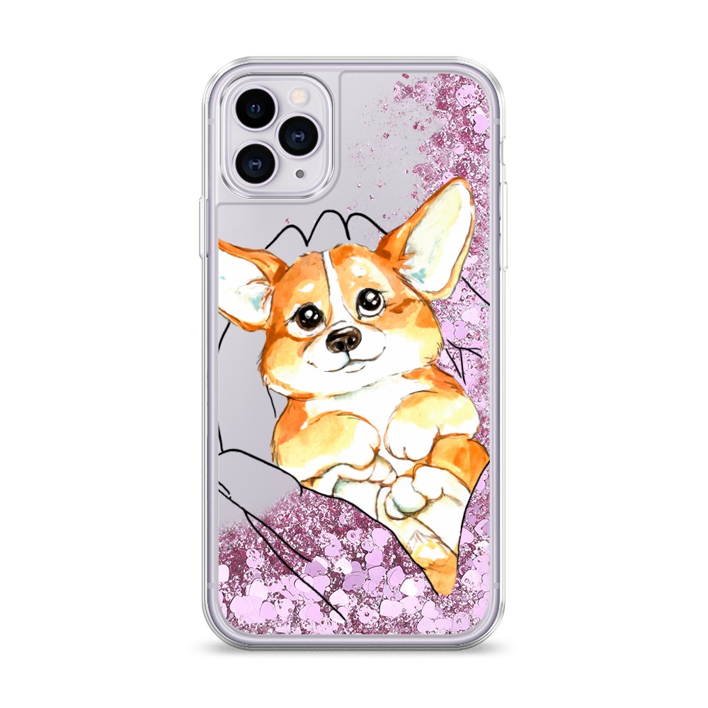

Жидкий чехол с блестками "Корги в ладошках" на Apple iPhone 11 Pro Max, 12294-1