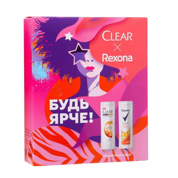 

Подарочный набор Clear + Rexona, женский, шампунь, 200 мл + гель для душа, 200 мл