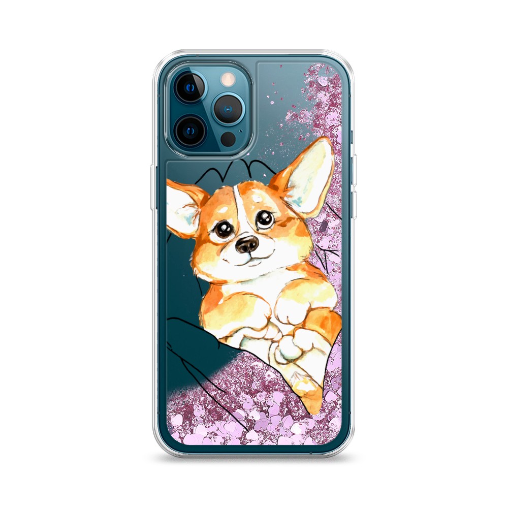 

Жидкий чехол с блестками "Корги в ладошках" на Apple iPhone 12 Pro, 12894-1
