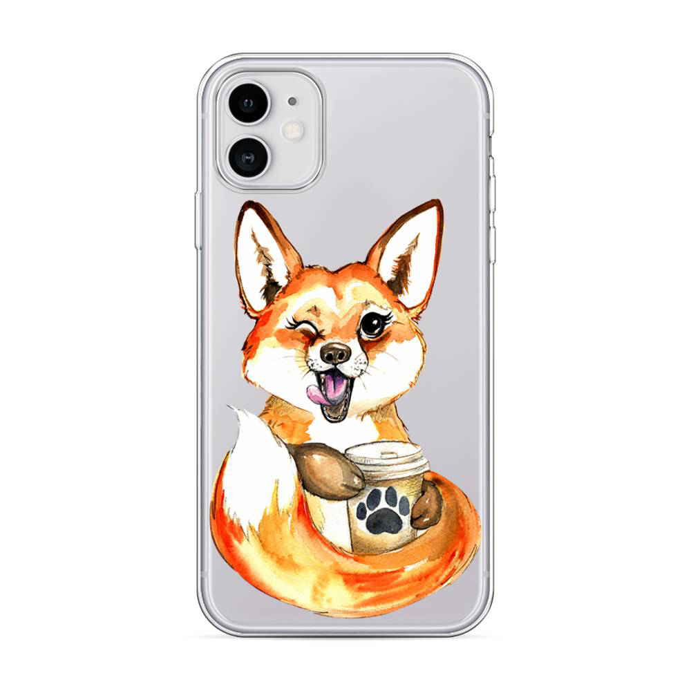 

Чехол Awog для Apple iPhone 11 "Подмигивающая лиса с кофе"