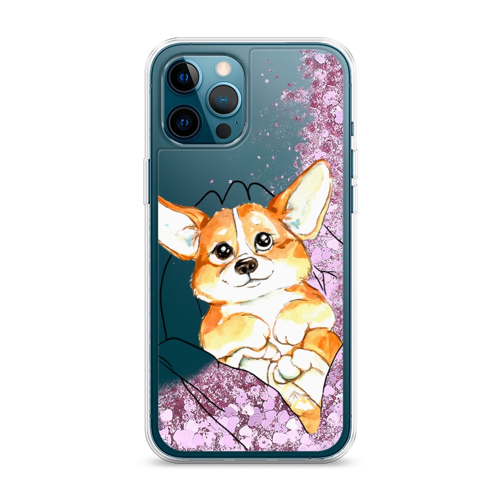 

Жидкий чехол с блестками "Корги в ладошках" на Apple iPhone 12 Pro Max, 12794-1