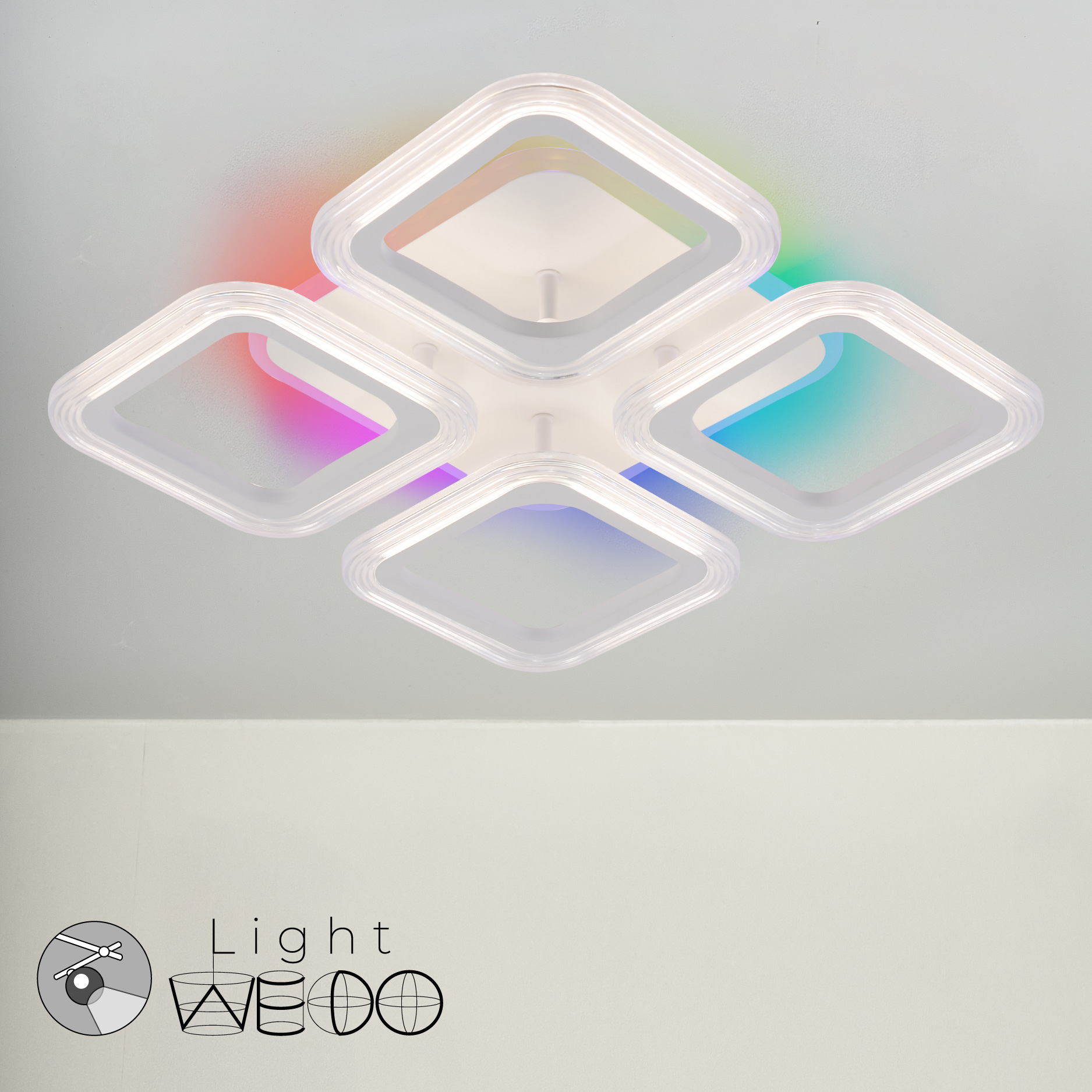 

Люстра потолочная WEDO LIGHT 72Вт 15кв м LED 4 режима свечения белый, WD6027/5C-WT-RGB