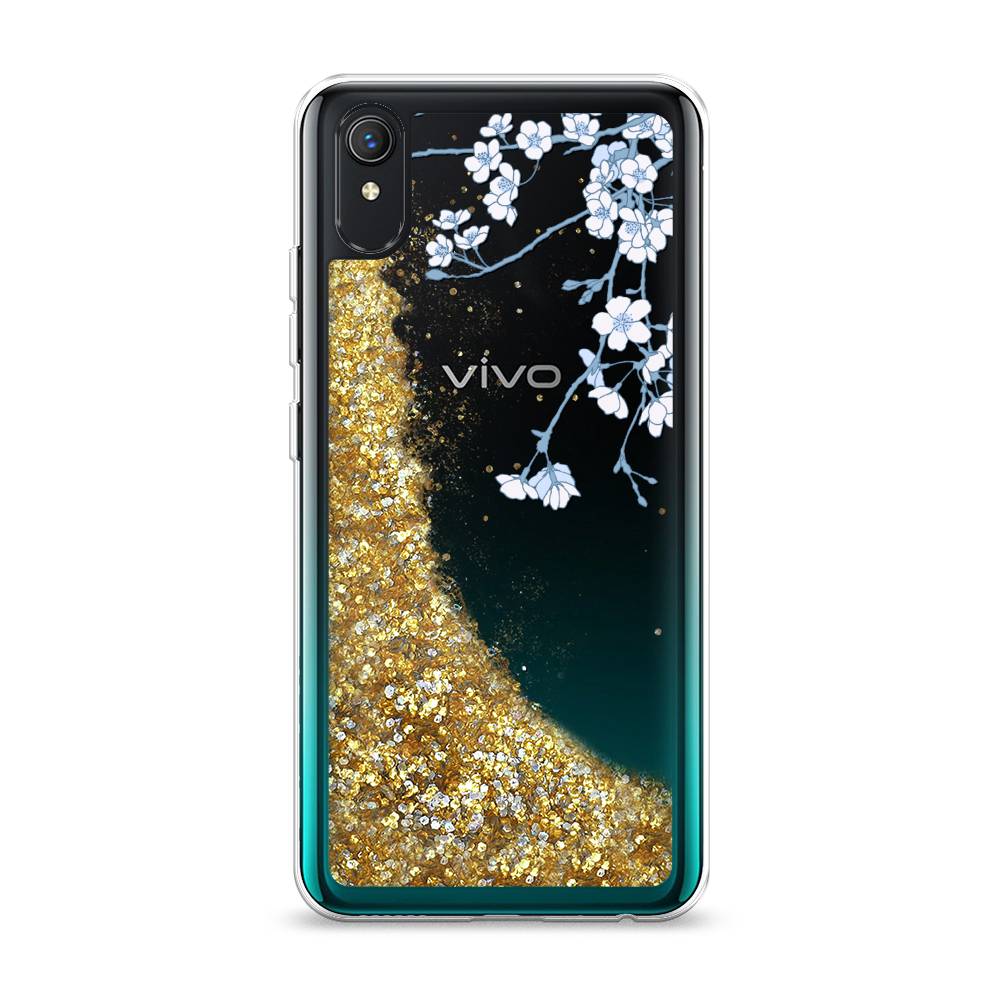 фото Жидкий чехол с блестками "цветочная фантазия 3" на vivo y1s awog