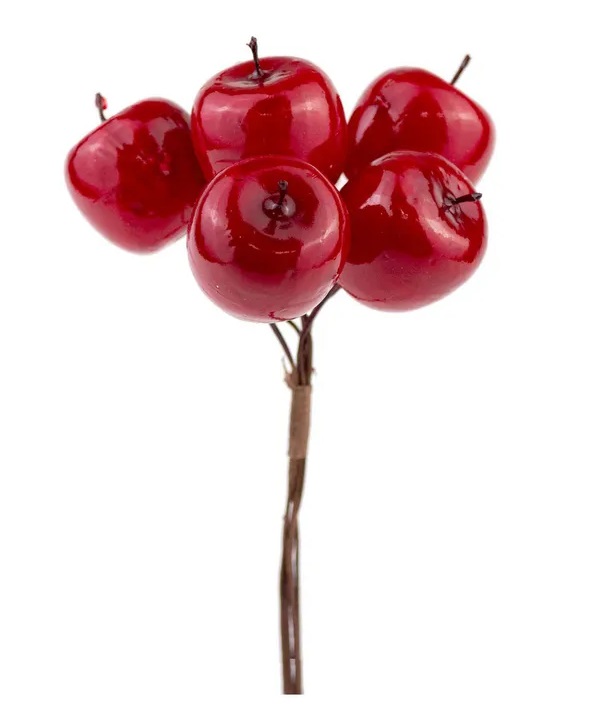 Композиция Азалия Декор Набор яблок с блестками на вставках красная d2 см l11 см 6 шт