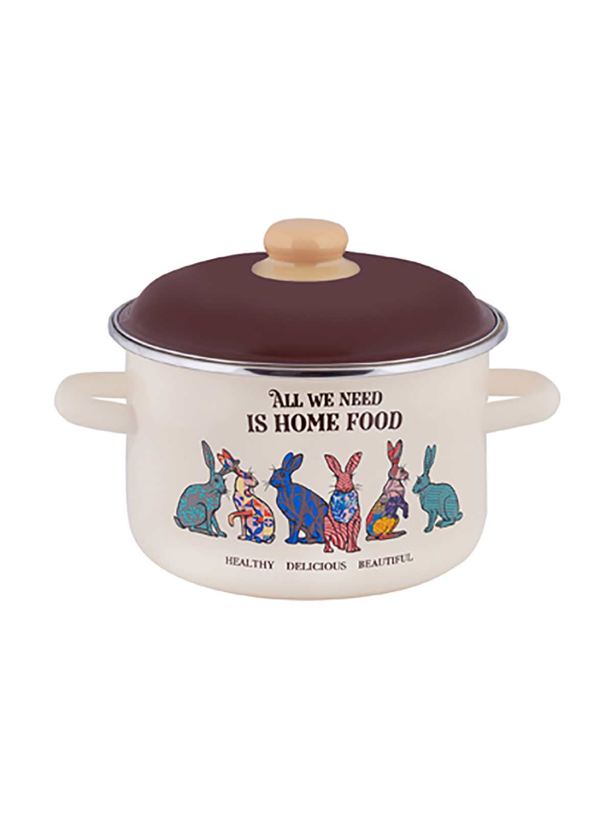 

Кастрюля эмалированная Appetite Зайцы, с крышкой, 4 л, Белый