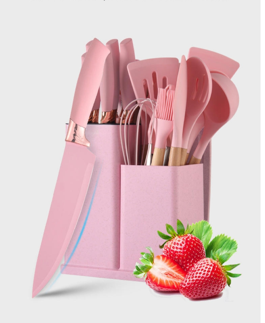 Кухонный набор OEM 19 предметов силиконовый розовый