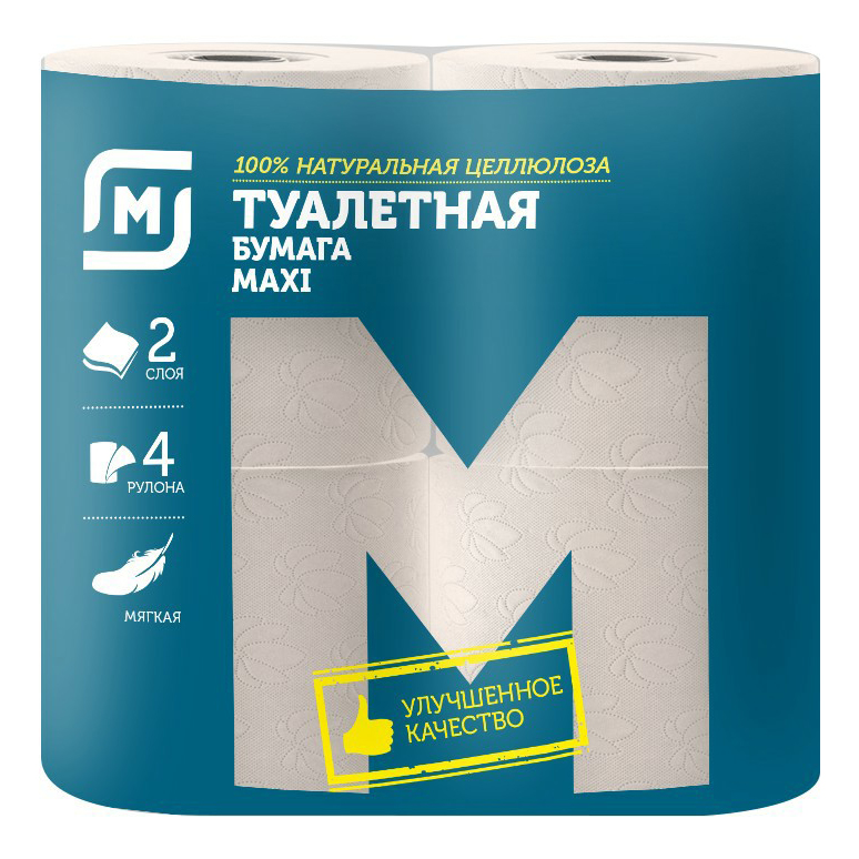 Туалетная бумага Магнит Белая Maxi 2 слоя 4 рулона