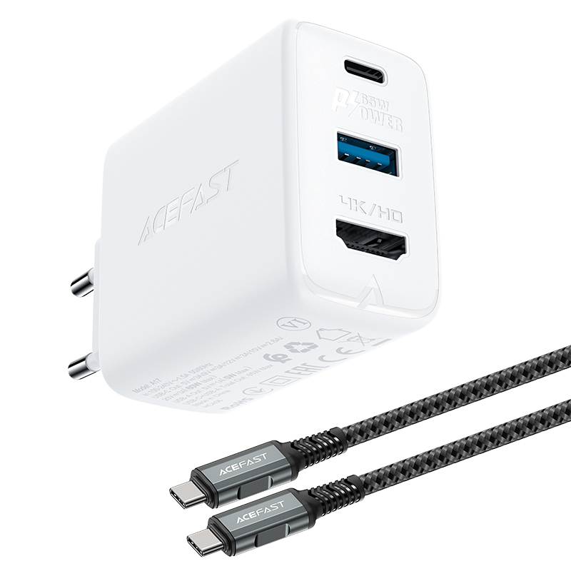 Сетевое зарядное устройство Acefast A17 type-c - type-c 1xUSB, 1xUSB Type-C 2.6 А белый