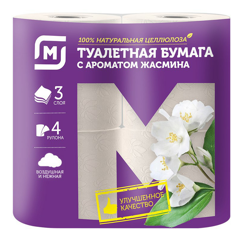 Туалетная бумага для держателей Магнит Жасмин трехслойная 4 рулона магнит на холодильник ы 7 х 7 см