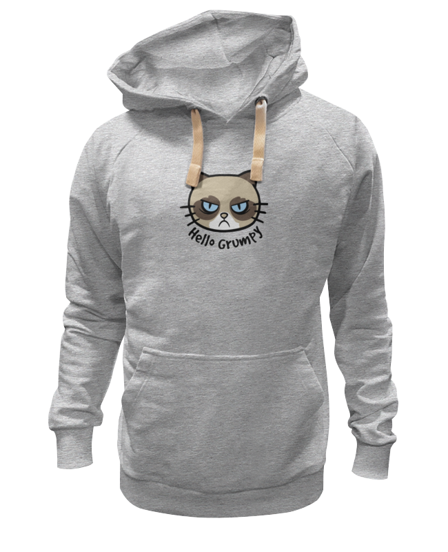 

Толстовка унисекс Printio Hello kitty x grumpy cat серая M, Серый, Hello kitty x grumpy cat