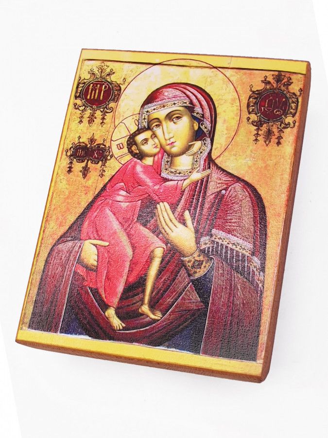 

Икона Пресвятой Богородицы Феодоровская (Федоровская), под старину, 10х13 см