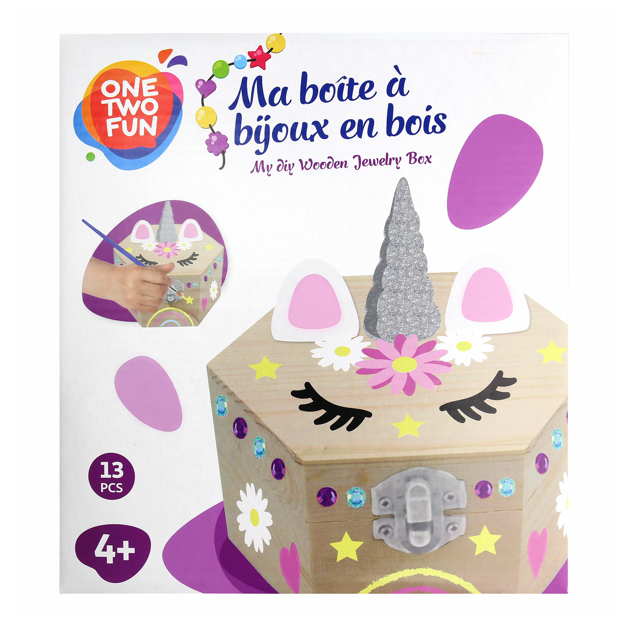 

Набор для творчества ONE TWO FUN Декорирование шкатулки, Бежевый;фиолетовый;синий