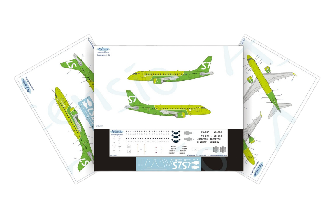 170-001 Декаль для самолета Embraer Embraer 170 S7 Airlines new colors 2017 1/144