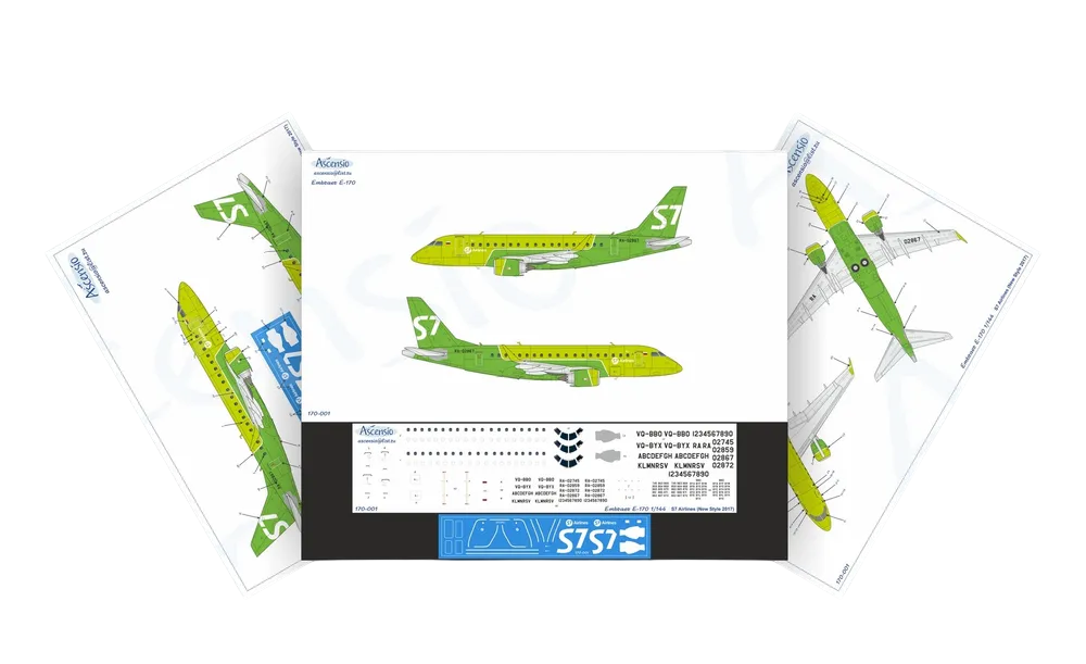 170-001 Декаль для самолета Embraer Embraer 170 S7 Airlines new colors 2017 1/144