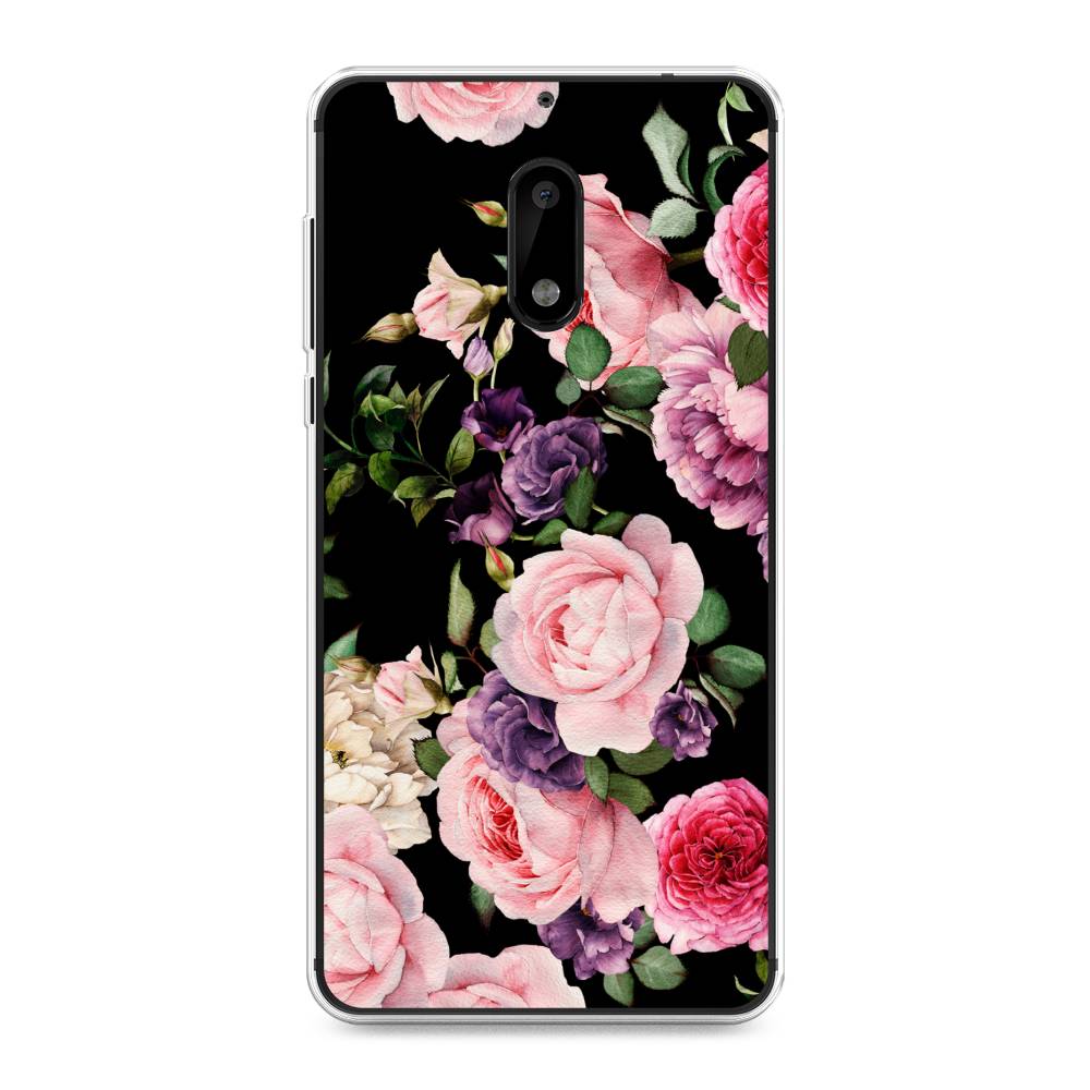 

Чехол Awog на Nokia 6 / Нокиа 6 "Пионы на черном", Черный;розовый;зеленый, 120350-8