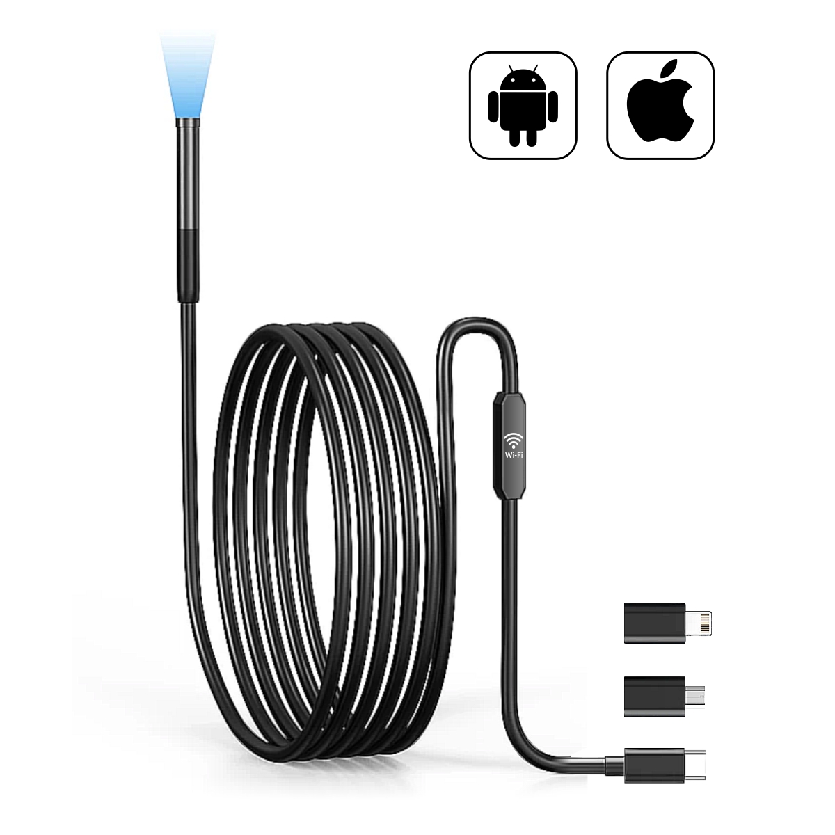 Видеоэндоскоп iCartool IC-V801 USB, 2Мп, 1920x1080, 1м, 7.9 мм зонд