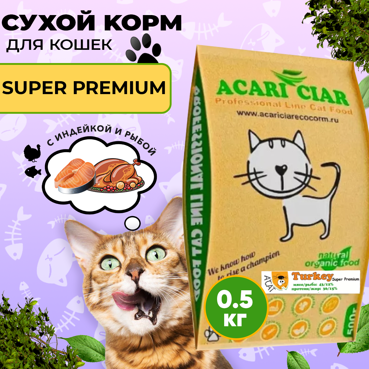 Сухой корм для собак Acari Ciar индейка 0.5 кг